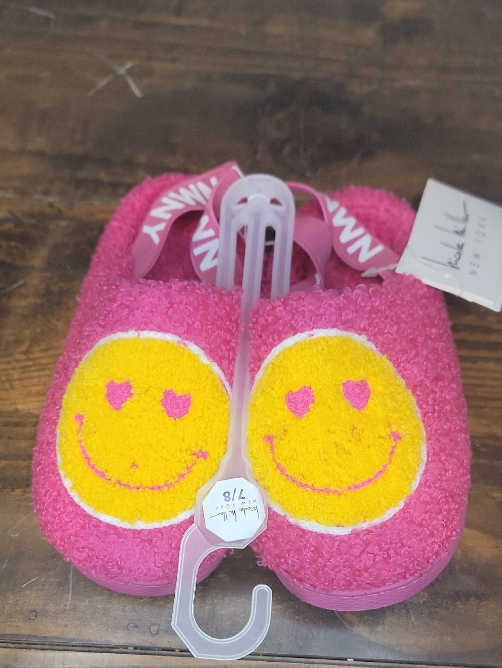 Smiley Face Slippers Little Girls Size 7/8 Nicole Miller NWT